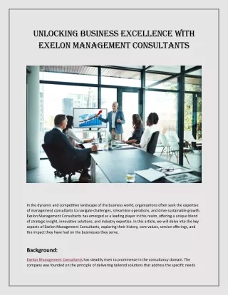 Unlocking Business Excellence with Exelon Management Consultants