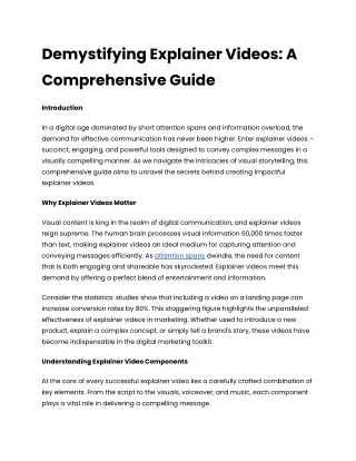 Demystifying Explainer Videos: A Comprehensive Guide