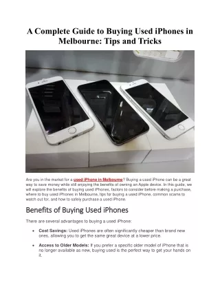 A Complete Guide to Buying Used iPhones in Melbourne