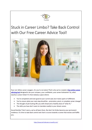 Stuck in Career Limbo Take Back Control with Our Free Career Advice Tool