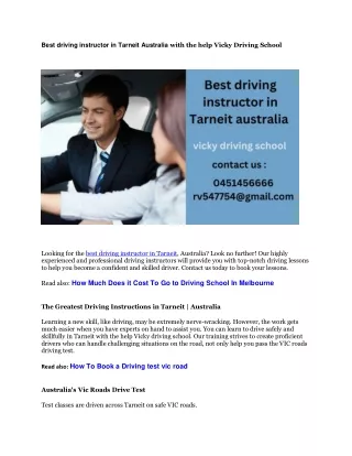 Best driving instructor in Tarneit Australia with the help Vicky Driving School