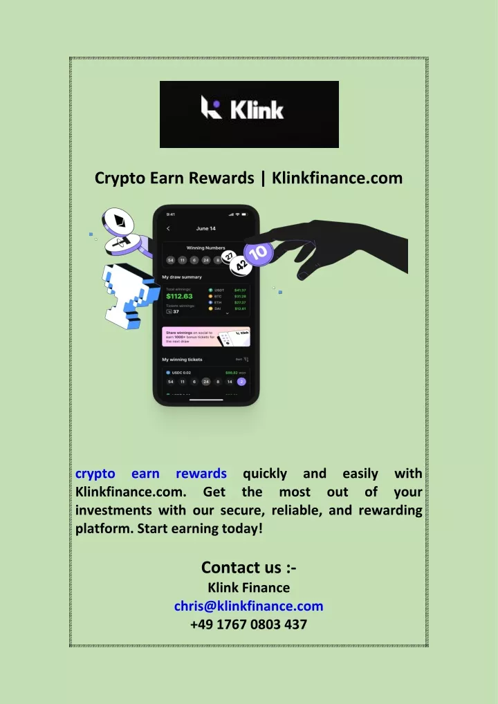 crypto earn rewards klinkfinance com