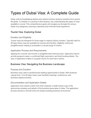 Types of Dubai Visa: A Complete Guide