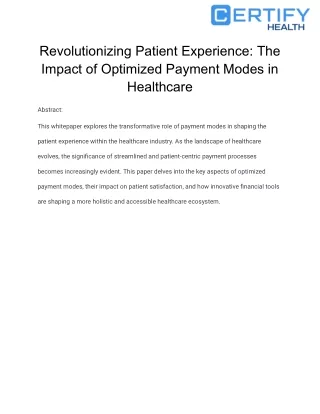 Revolutionizing Patient Experience_ The Impact of Optimized Payment Modes in Healthcare