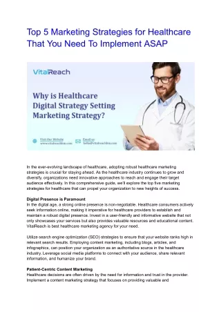 Top 5 Marketing Strategies for Healthcare That You Need To Implement ASAP