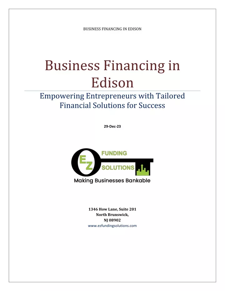 business financing in edison