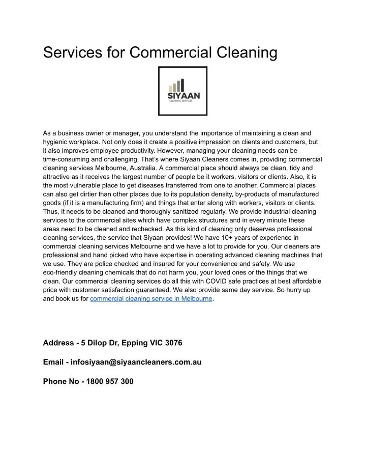services for commercial cleaning