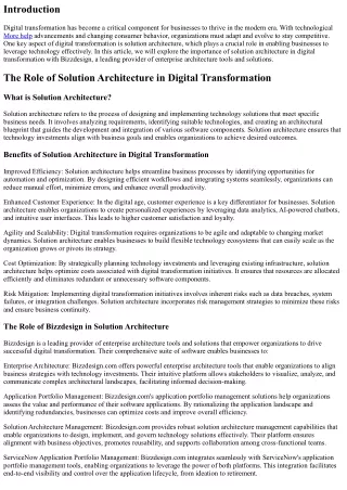 The Role of Solution Architecture in Digital Transformation with Bizzdesign