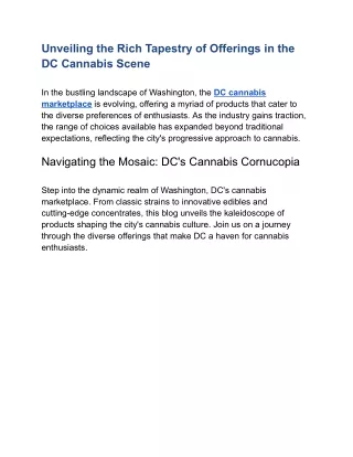 Unveiling the Rich Tapestry of Offerings in the DC Cannabis Scene