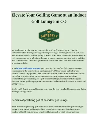 Elevate Your Golfing Game: Indoor Golf Lounge in Colorado
