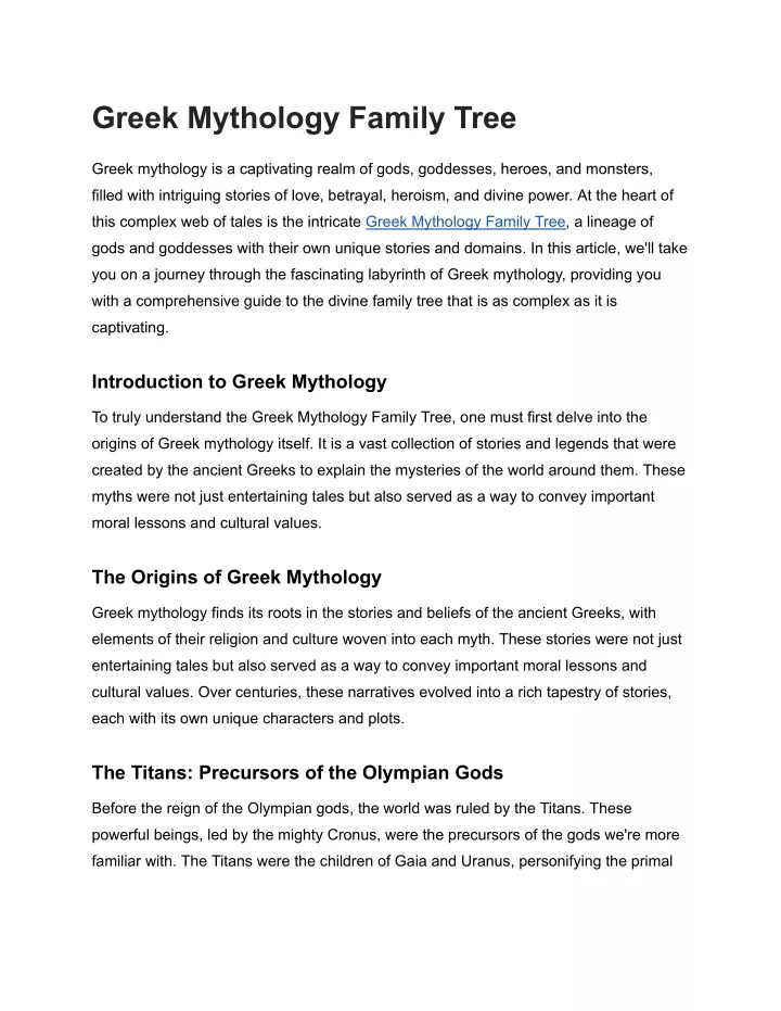 greek mythology family tree
