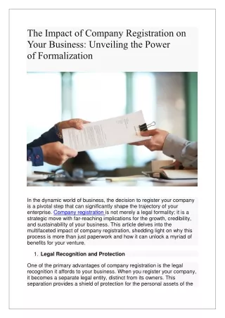 The Impact of Company Registration on Your Business: Unveiling the Power of Form