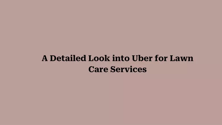 a detailed look into uber for lawn care services