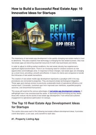 How to Build a Successful Real Estate App_ 10 Innovative Ideas for Startups