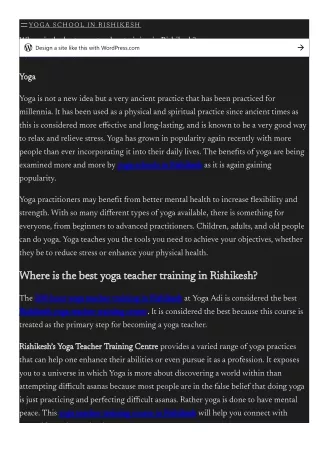 Where is the best yoga teacher training in Rishikesh?