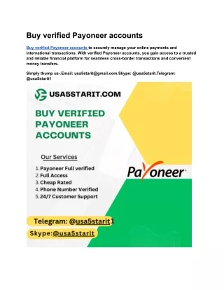 Buy verified Payoneer accounts