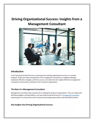 driving organizational success insights from a management consultant