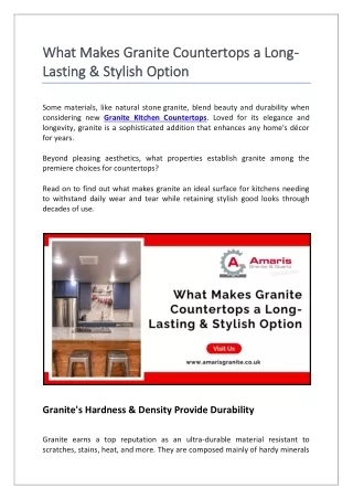 What Makes Granite Countertops a Long-Lasting & Stylish Option