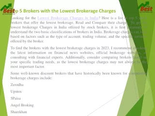 Top 5 Brokers with the Lowest Brokerage Charges