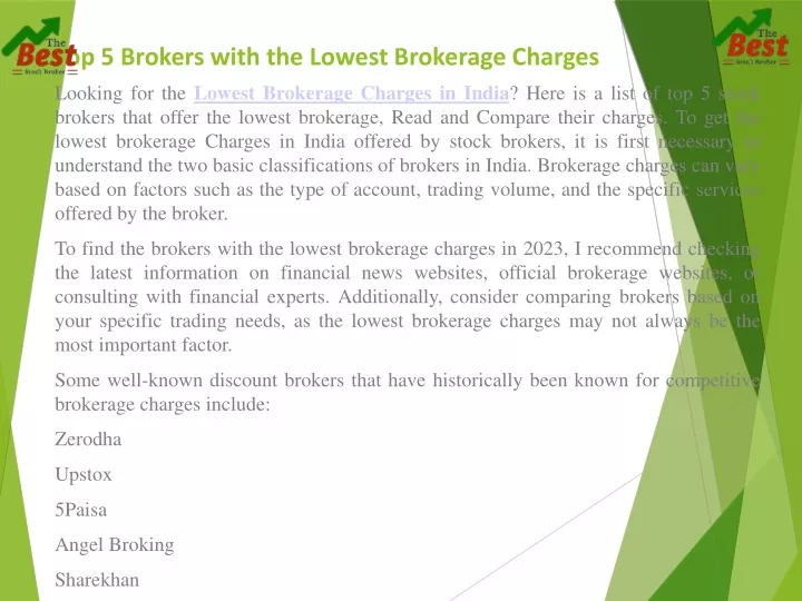 top 5 brokers with the lowest brokerage charges