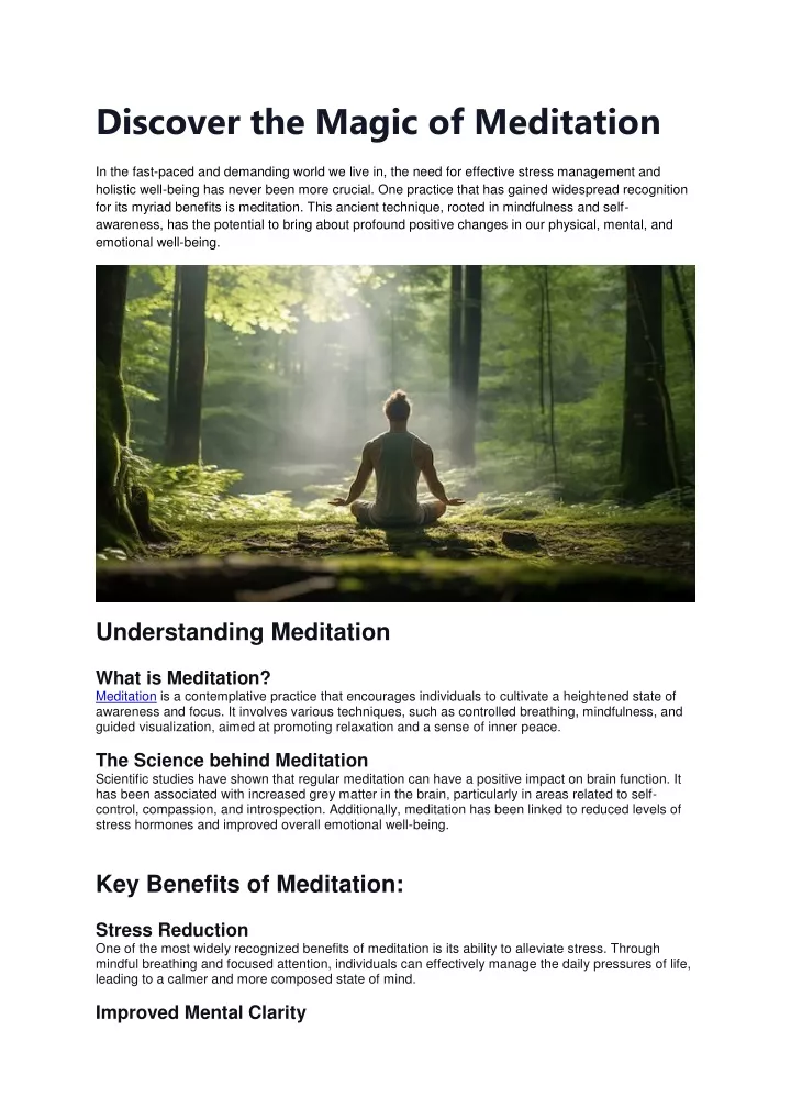 discover the magic of meditation