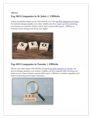 Top SEO Companies in St. John's | UBWebs