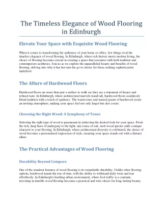 the timeless elegance of wood flooring