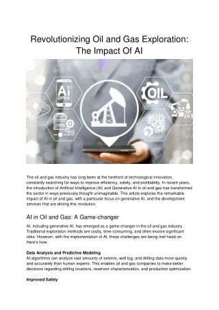 Unlocking the Potential of AI in the Oil & Gas Industry