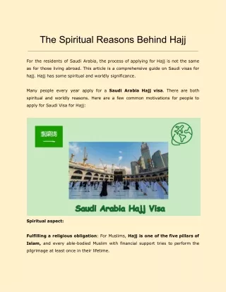 The Spiritual Reasons Behind Hajj
