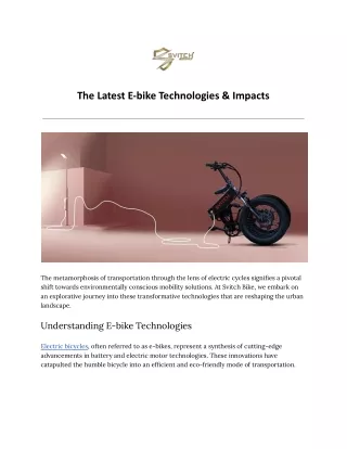 The Latest E-bike Technologies & Impacts