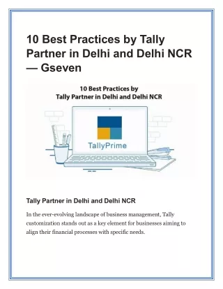 10 Best Practices by Tally Partner in Delhi and Delhi NCR