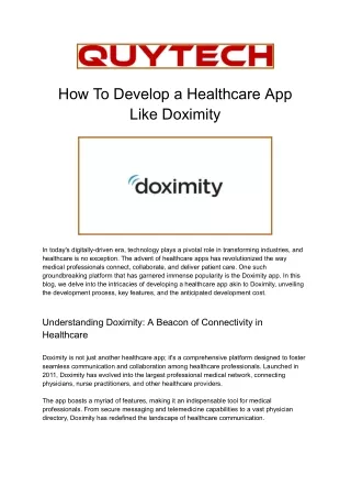 How To Develop a Healthcare App Like Doximity