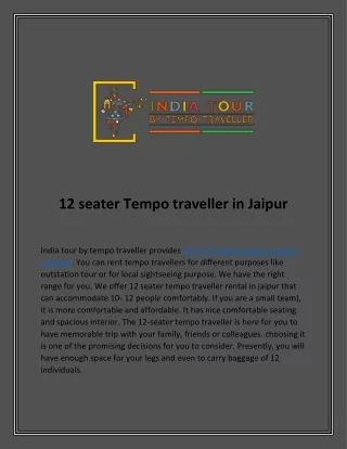 12 seater tempo traveller in jaipur