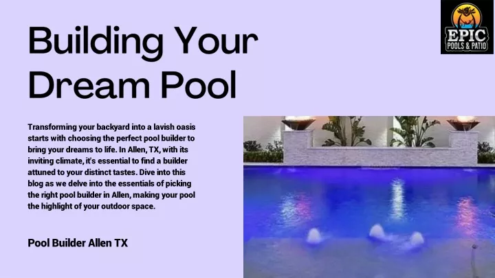 building your dream pool