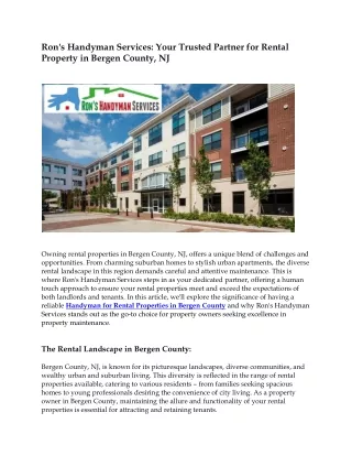 Handyman for Rental Properties in Bergen County