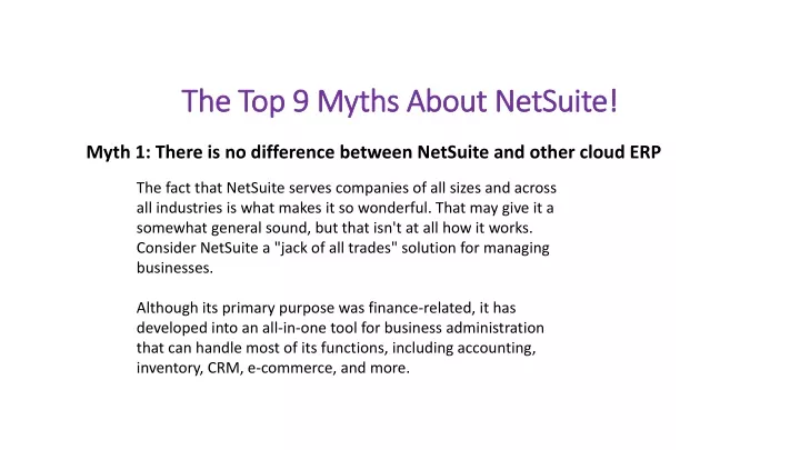 the top 9 myths about netsuite