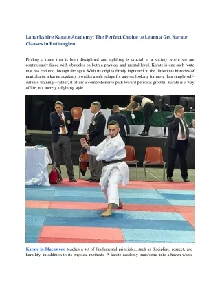 Lanarkshire Karate Academy: The Perfect Choice to Learn a Get Karate Claases in