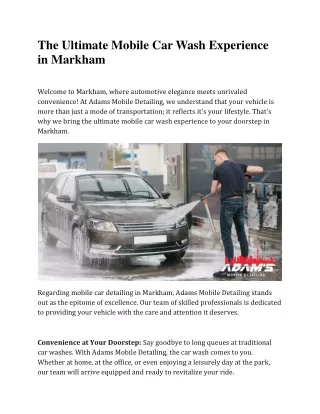 The Ultimate Mobile Car Wash Experience in Markham
