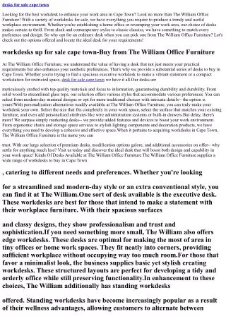 Affordable Desks for sale Cape Town-choose The William Office Furniture