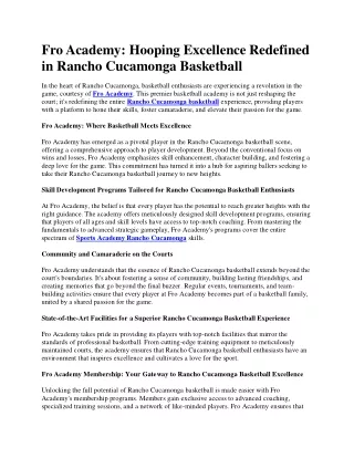 fro academy hooping excellence redefined
