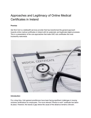 Approaches and Legitimacy of Online Medical Certificates in Ireland