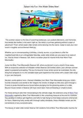 splash into fun hire water slides now