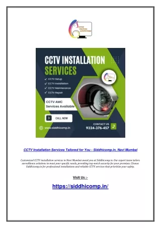 CCTV Installation Services Tailored for You - Siddhicomp.in, Navi Mumbai