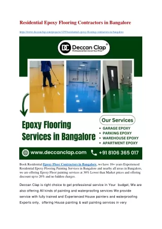 Epoxy Flooring Contractors in Bangalore