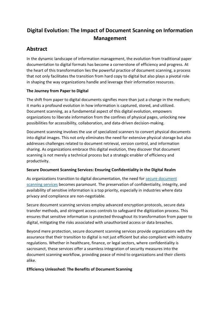 digital evolution the impact of document scanning