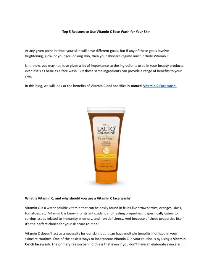 top 5 reasons to use vitamin c face wash for your