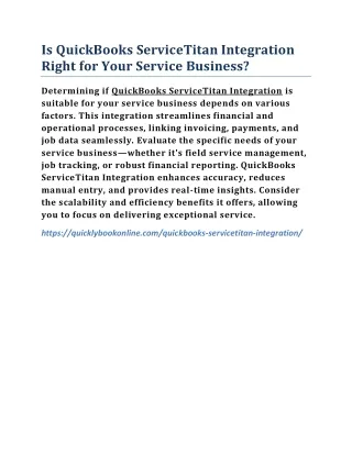 is quickbooks servicetitan integration right