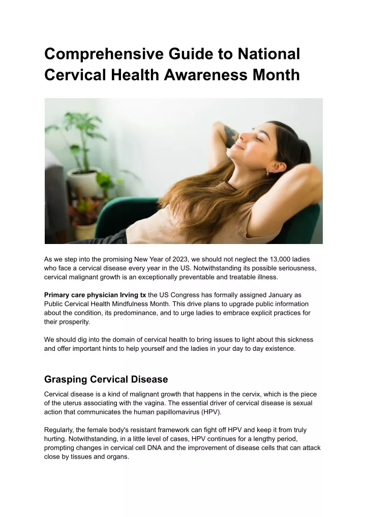 comprehensive guide to national cervical health