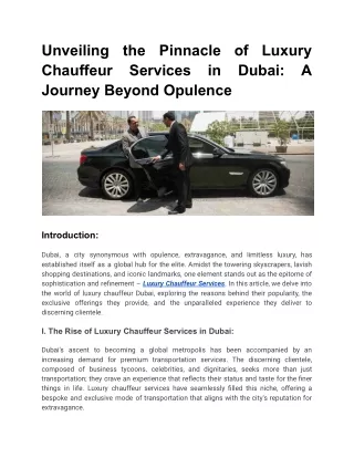 Unveiling the Pinnacle of Luxury Chauffeur Services in Dubai_ A Journey Beyond Opulence