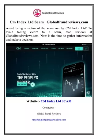 Cm Index Ltd Scam  Globalfraudreviews.com